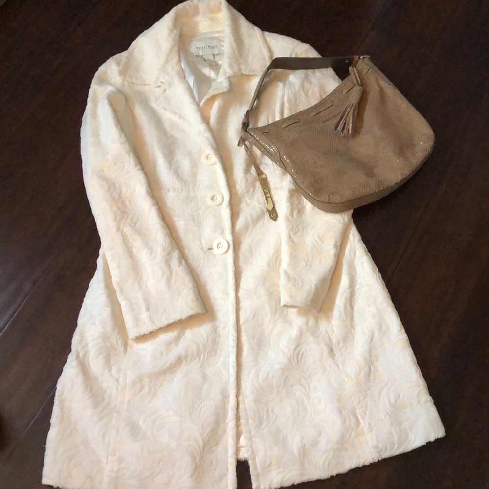 White House Black Market Velvet Brocade Coat
